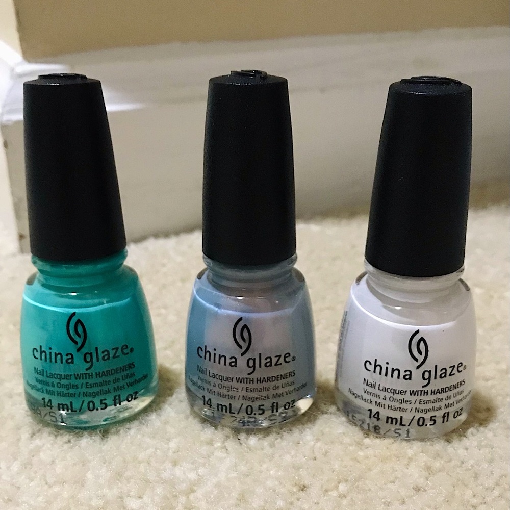 🆕🔥CHINA GLAZE BEAUTIFUL TRIO(TOO YACHT TO HANDLE)PEARL JAMMIN)WHITE ON WHITE